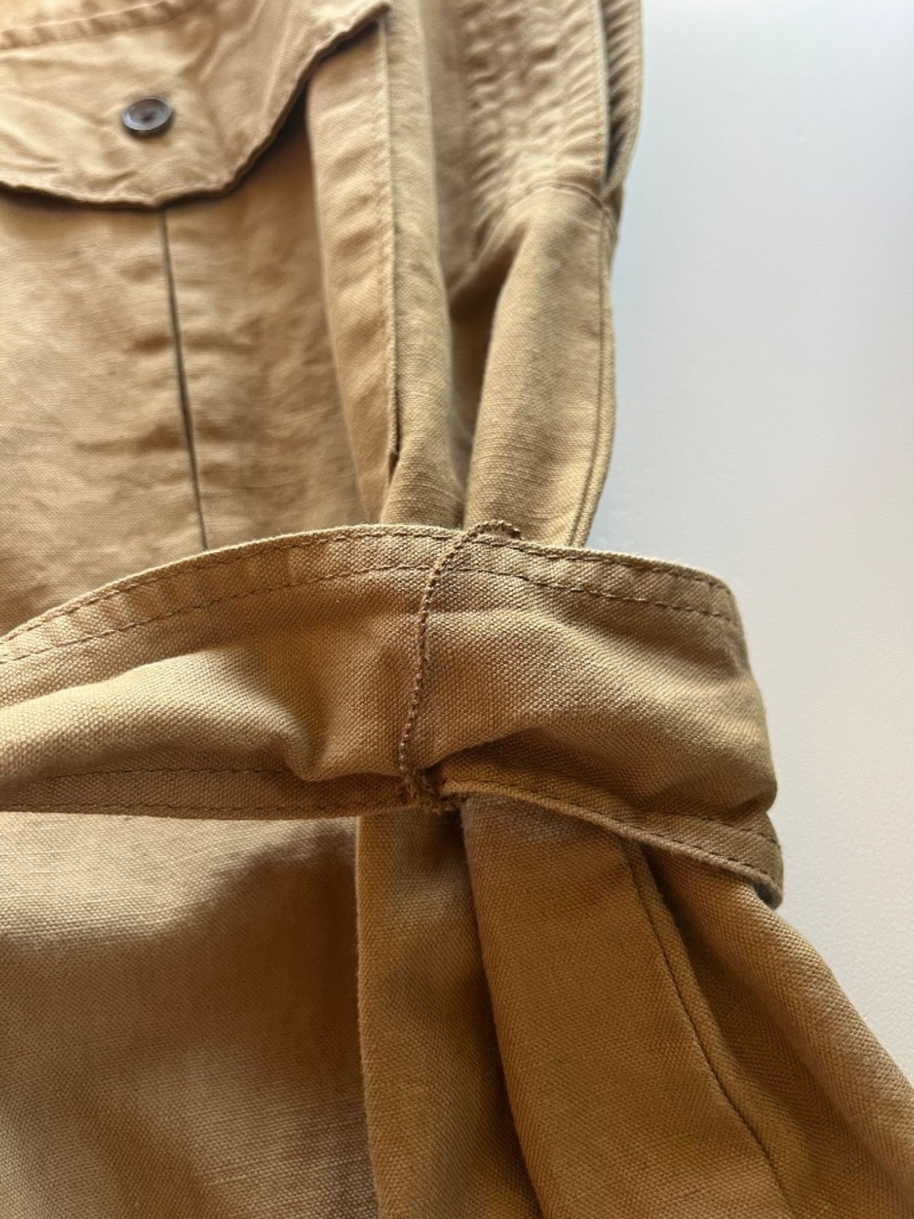 Banana Republic cotton +linen Sleeveless Dress in khaki, button-front size Large - Picture 12 of 14